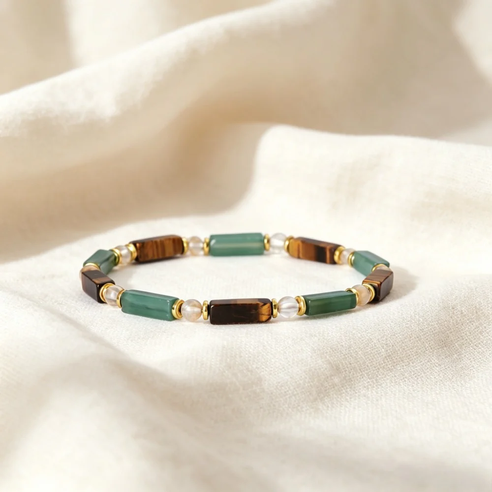 Tigers Eye And Green Aventurine Beaded Bracelet — image 5
