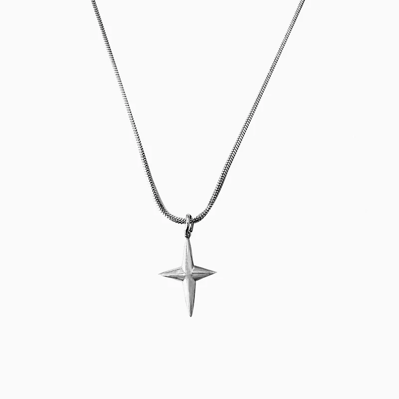 Titanium Steel Necklace With A Cross And Star Pendantniche Design — image 5