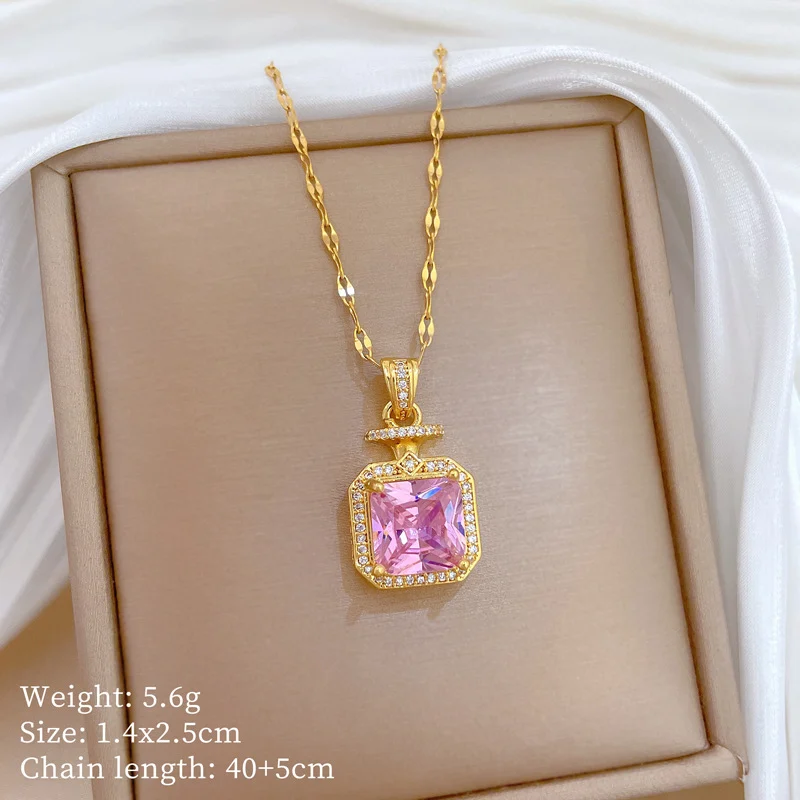 Titanium Steel Perfume Bottle Full Diamond Necklace Light Luxury Style Fashion… — image 7