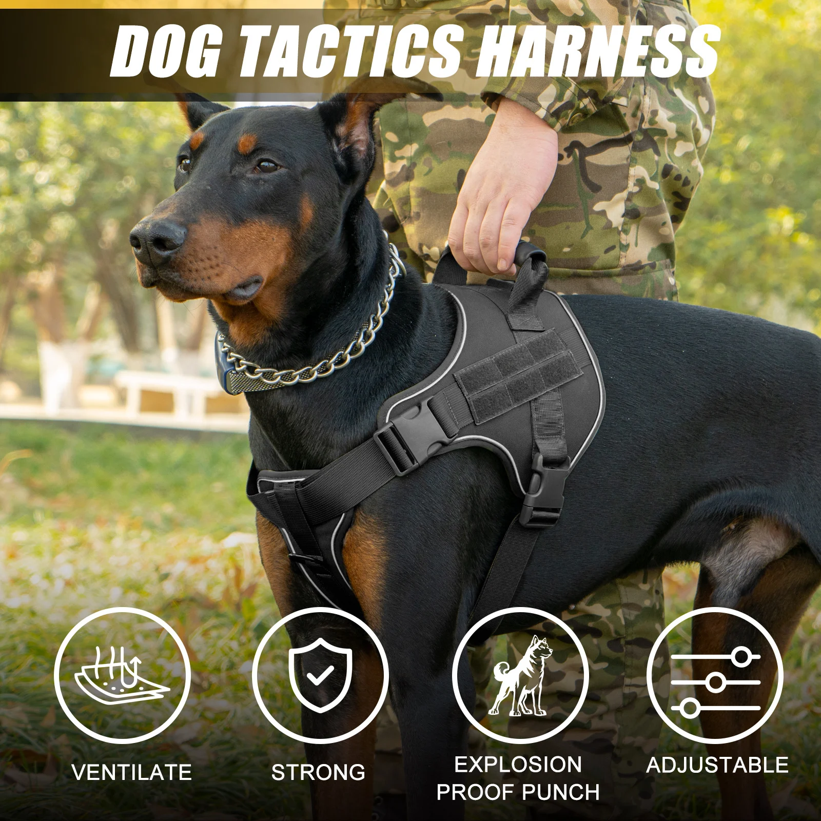 Traction Rope For Large Dogs Breathable Tactical Harness — image 11