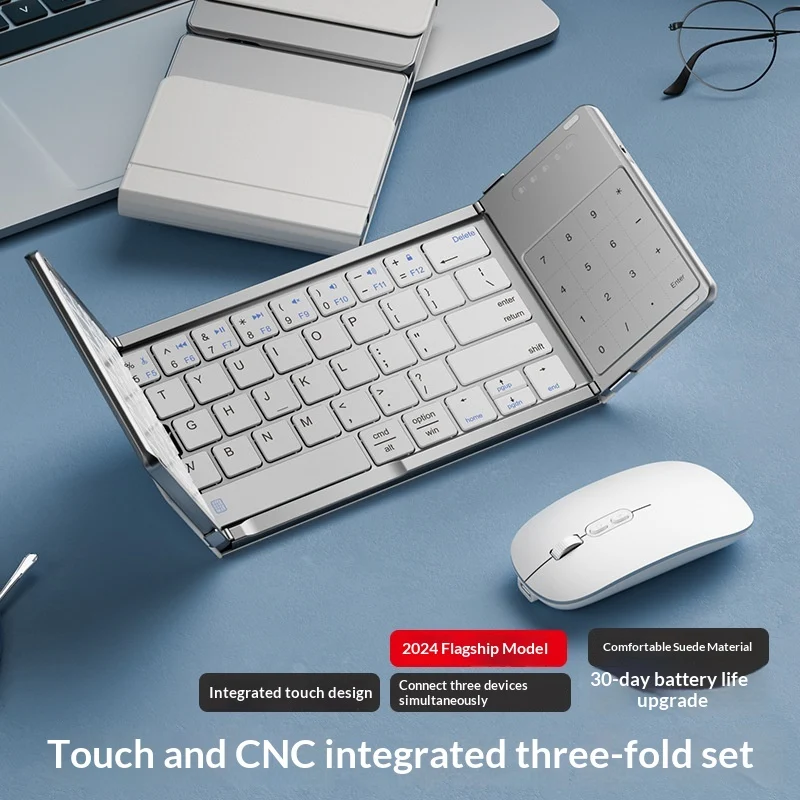 Tri-fold Keyboard, Wireless Bluetooth Foldable Mini Suitable For Desktop PC Sets — image 3