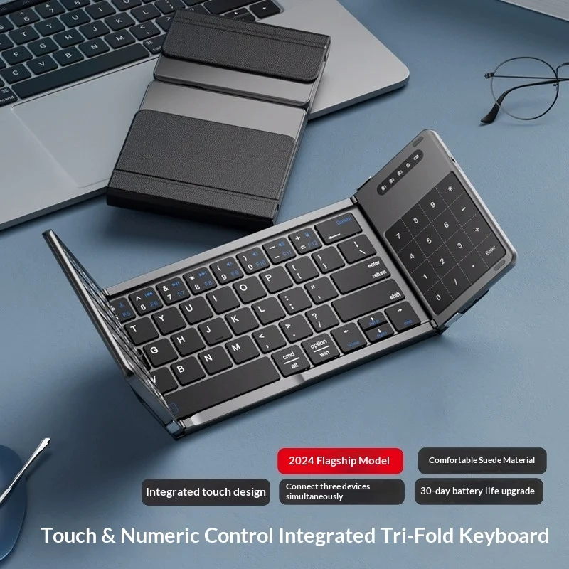 Tri-fold Keyboard, Wireless Bluetooth Foldable Mini Suitable For Desktop PC Sets — image 8