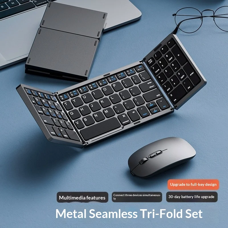 Tri-fold Keyboard, Wireless Bluetooth Foldable Mini Suitable For Desktop PC Sets — image 4