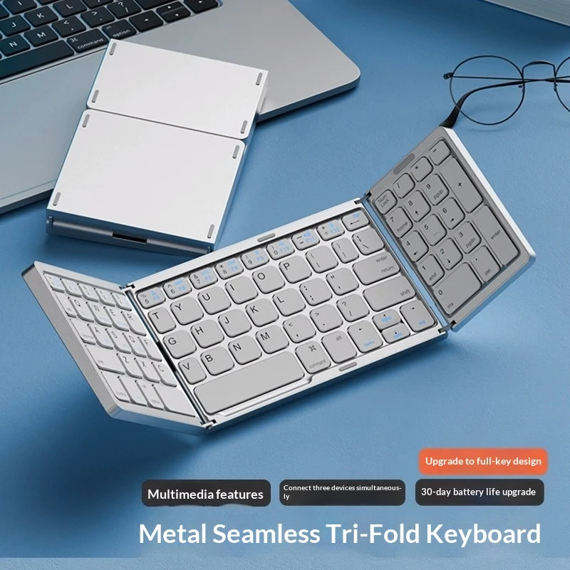 Tri-fold Keyboard, Wireless Bluetooth Foldable Mini Suitable For Desktop PC Sets — image 6