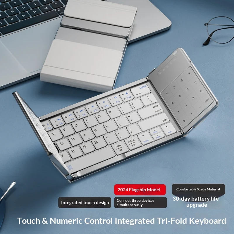 Tri-fold Keyboard, Wireless Bluetooth Foldable Mini Suitable For Desktop PC Sets — variant image