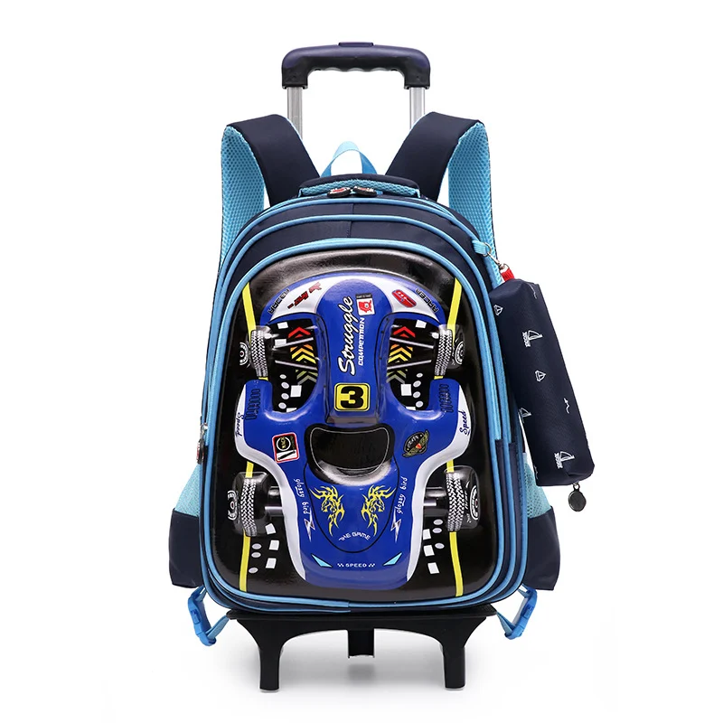 Trolley Primary School Waterproof 3D Car Detachable Burden Reduction Children Backpack — image 4