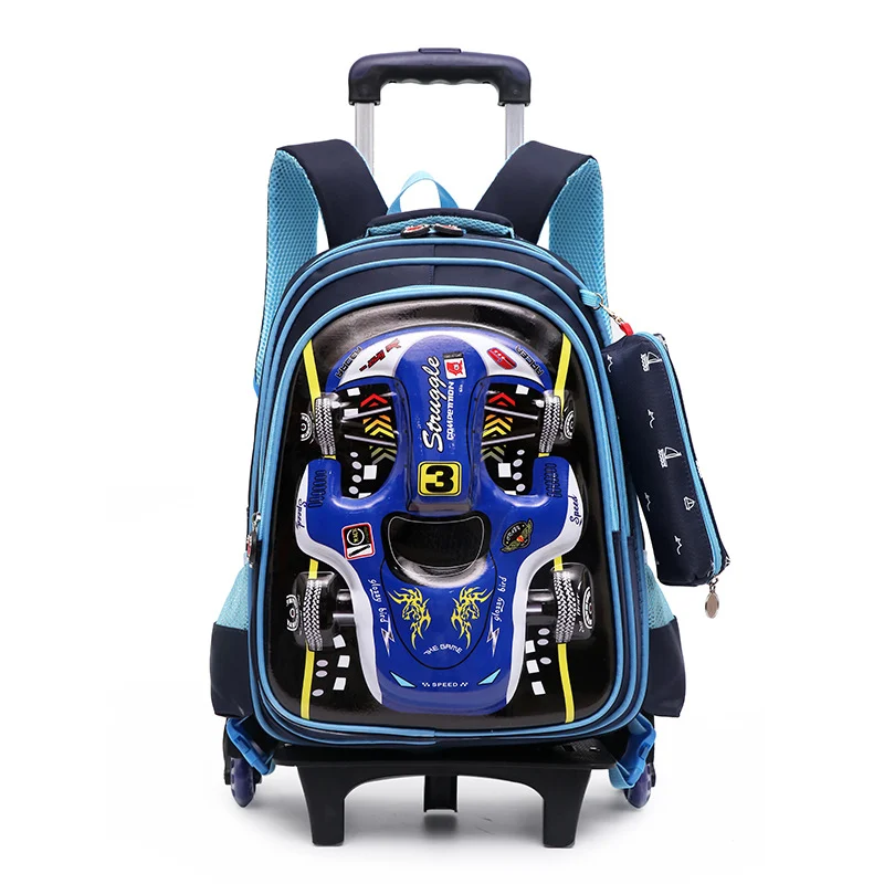 Trolley Primary School Waterproof 3D Car Detachable Burden Reduction Children Backpack — image 7