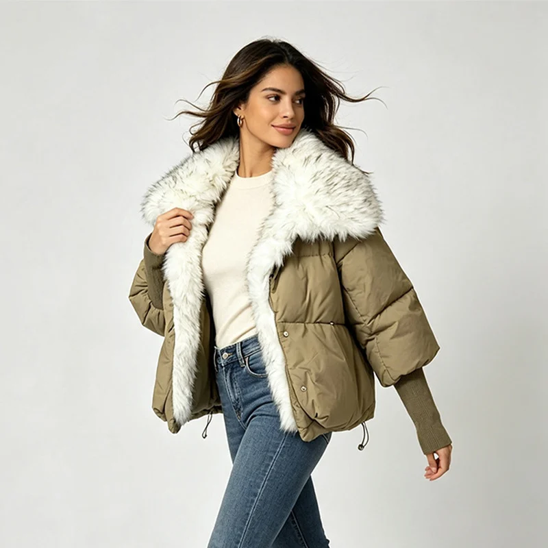 Turn-down Collar Wool-lined Parka Women's Coat — image 5