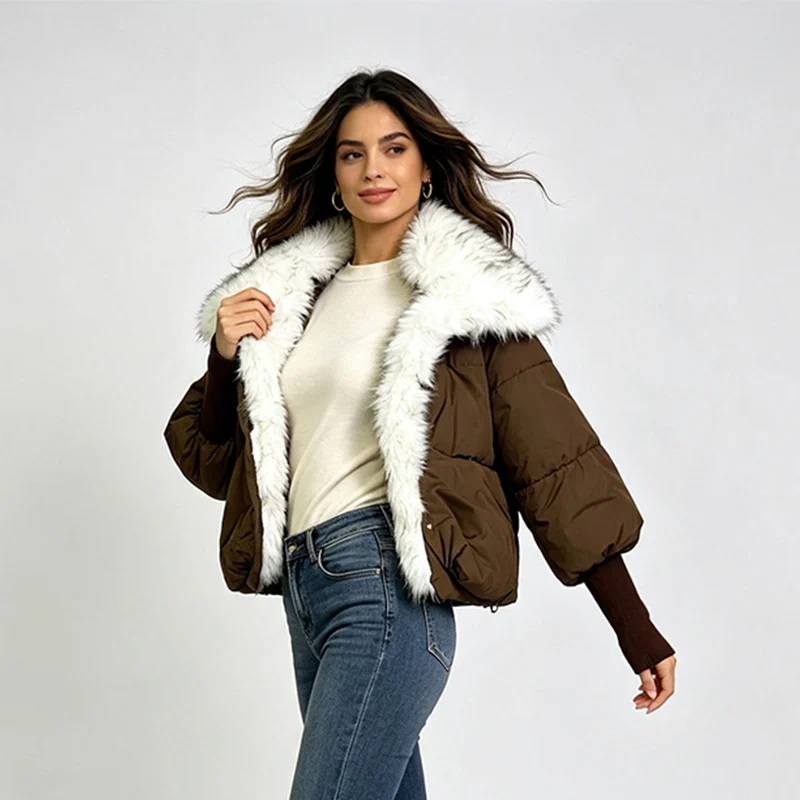 Turn-down Collar Wool-lined Parka Women's Coat — image 4