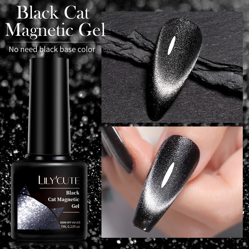 Ultra-black Crystal Cat Eye High-quality Black And Gray Pearlescent Nail Gel — image 5