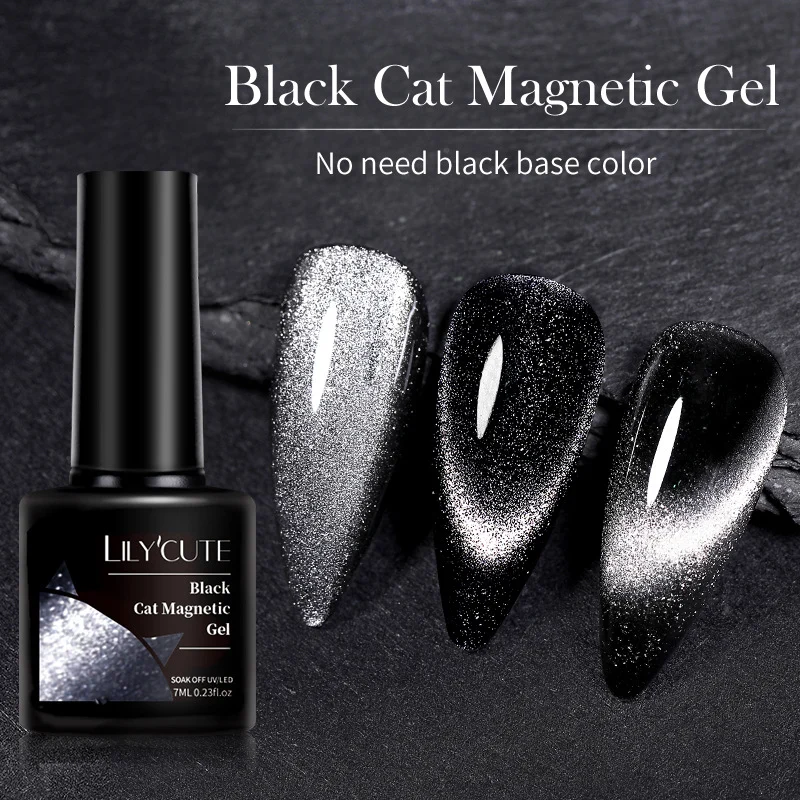 Ultra-black Crystal Cat Eye High-quality Black And Gray Pearlescent Nail Gel — image 4