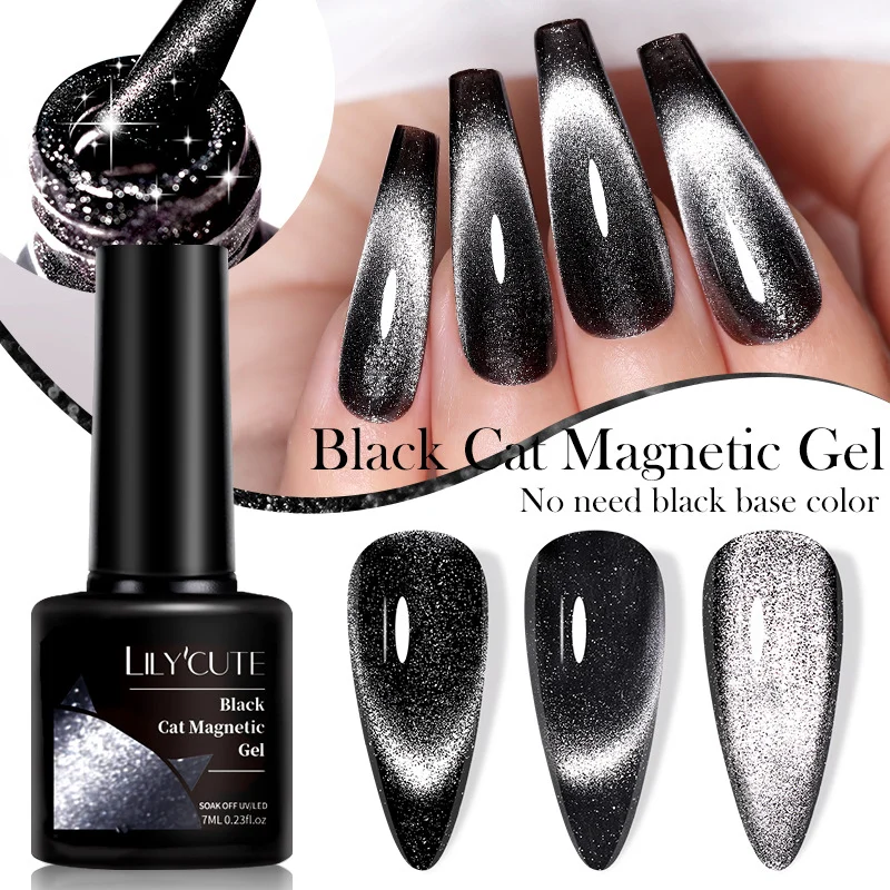 Ultra-black Crystal Cat Eye High-quality Black And Gray Pearlescent Nail Gel — image 2
