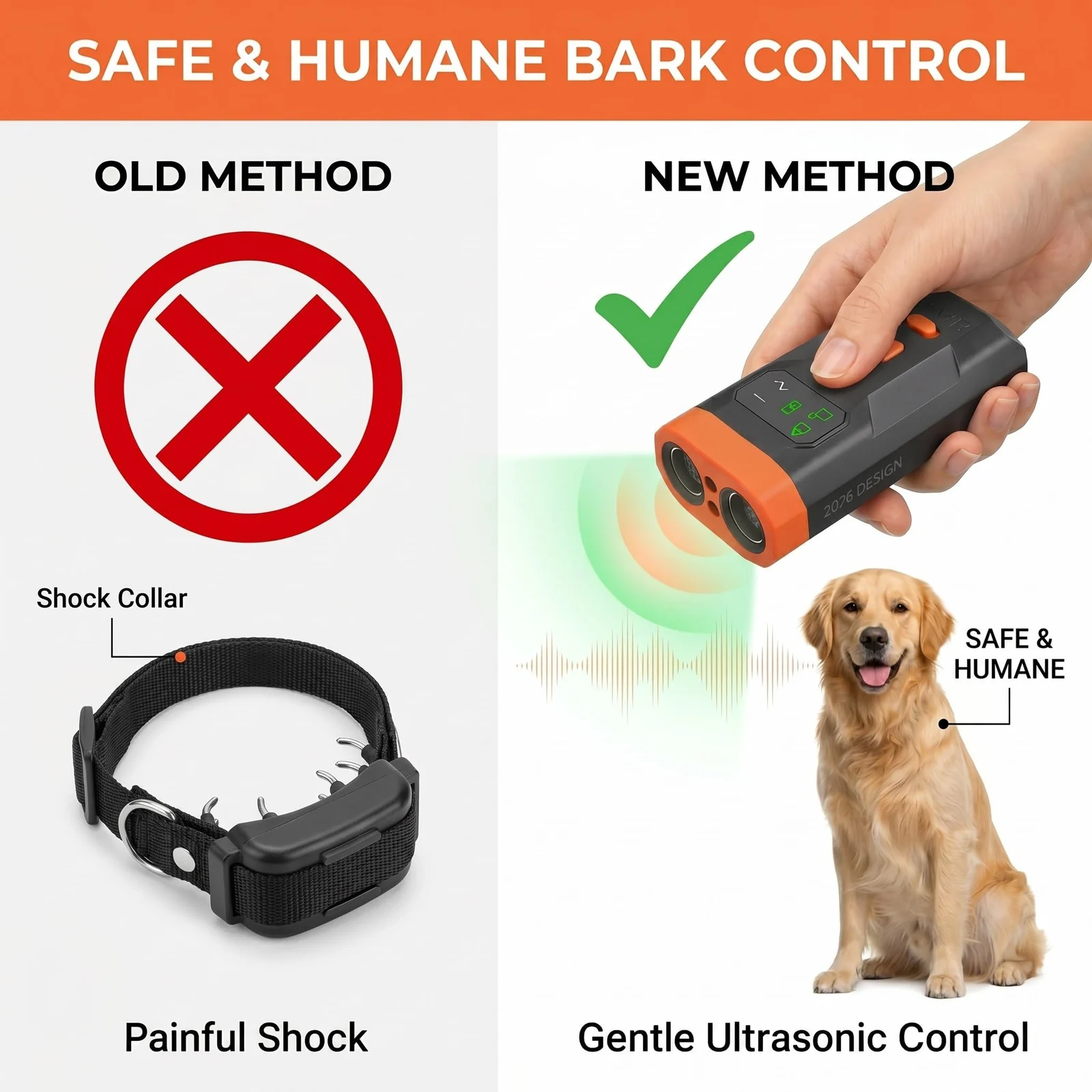 Ultrasonic Dog Bark Deterrent Device, 33FT Effective Range Indoor Outdoor Use, Safe &… — image 4