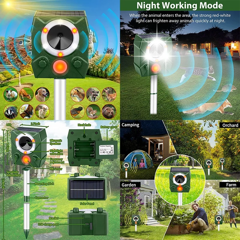 Ultrasonic Dog Repeller Charging Voice Solar Bird — image 3