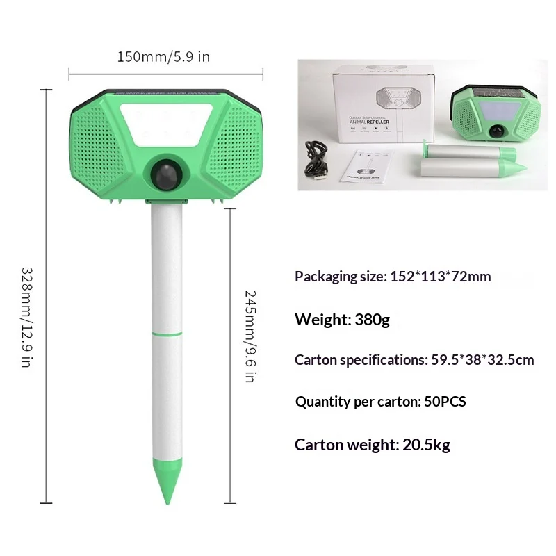 Ultrasonic Dog Repeller Charging Voice Solar Bird — image 5