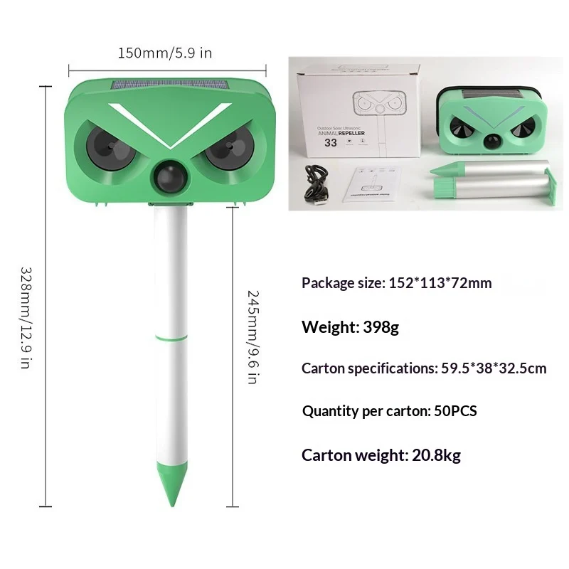 Ultrasonic Dog Repeller Charging Voice Solar Bird — image 9