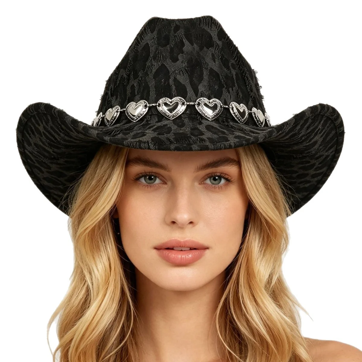 Unisex Black Leopard-print Denim Hat — image 4