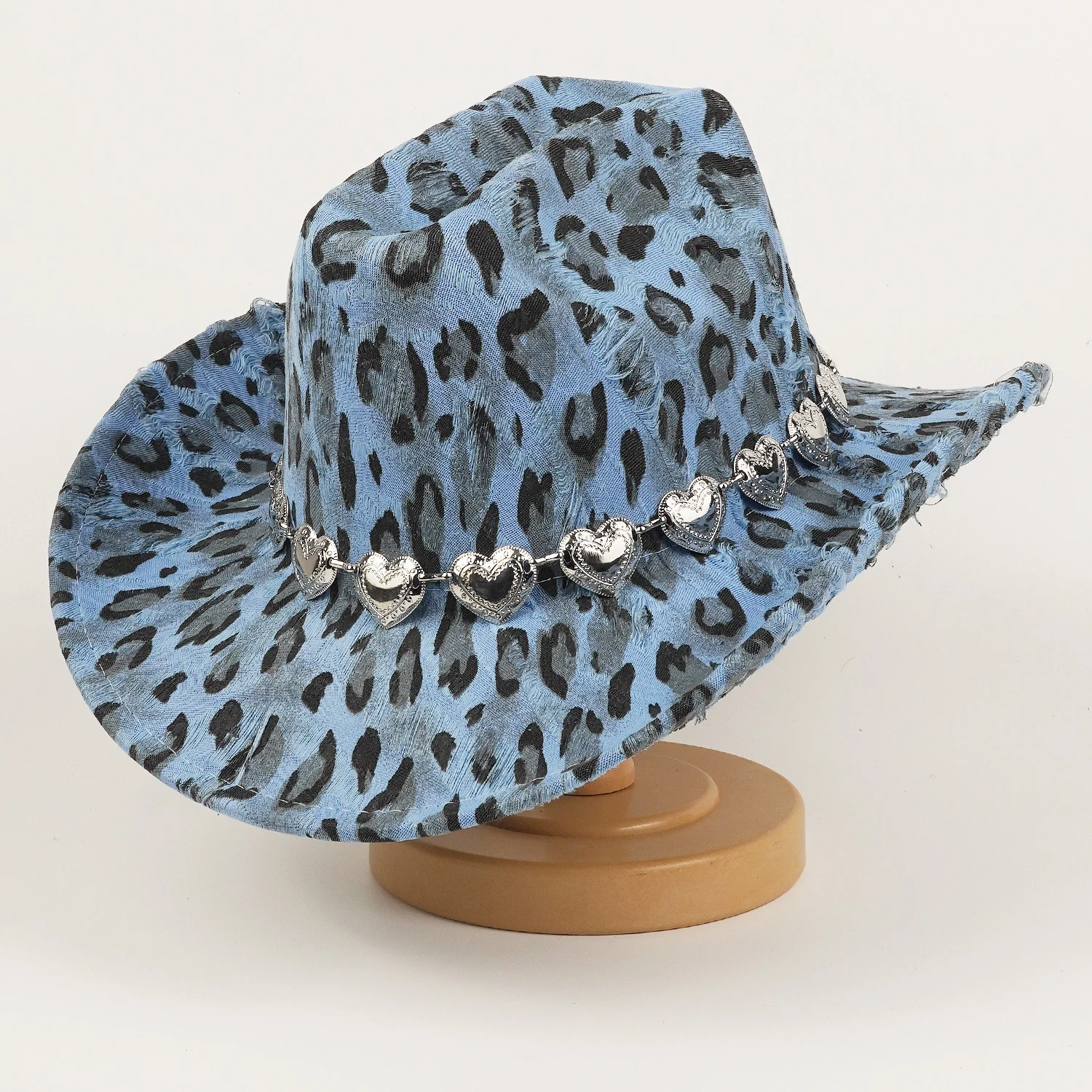 Unisex Black Leopard-print Denim Hat — image 5