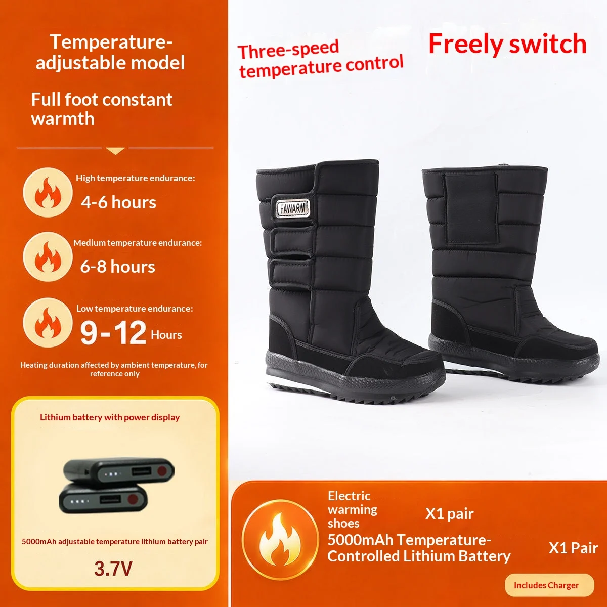 Unisex Rechargeable Heated Boots - Thermal Insulated Snow Footwear For Winter Outdoor… — image 3