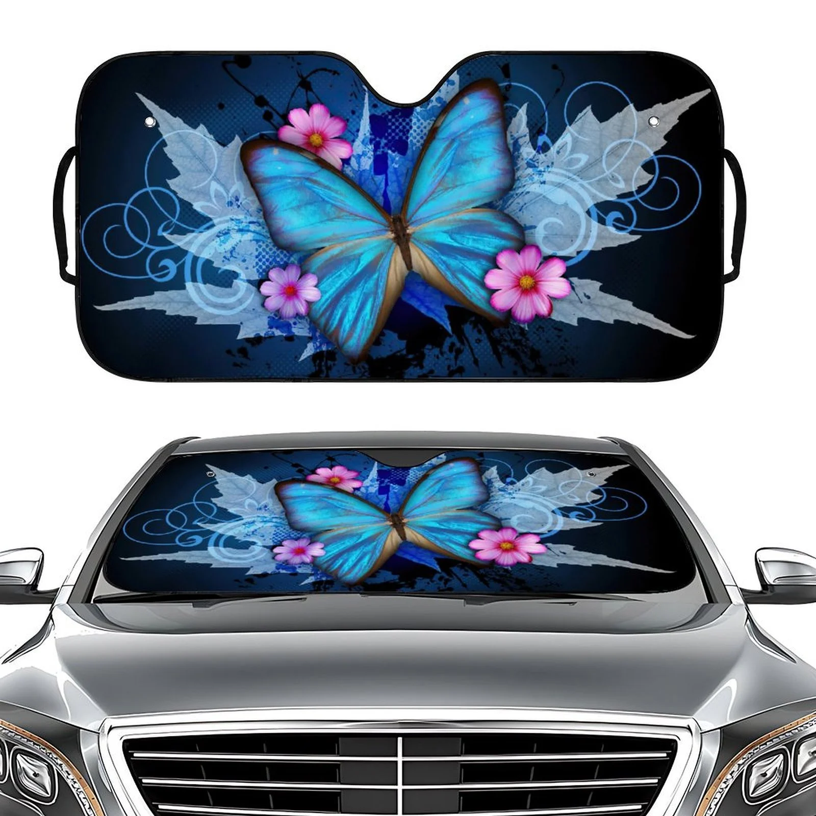 Universal Car Sun Visor, Featuring Digital Printing Of Blue Butterfly Pattern On… — image 4