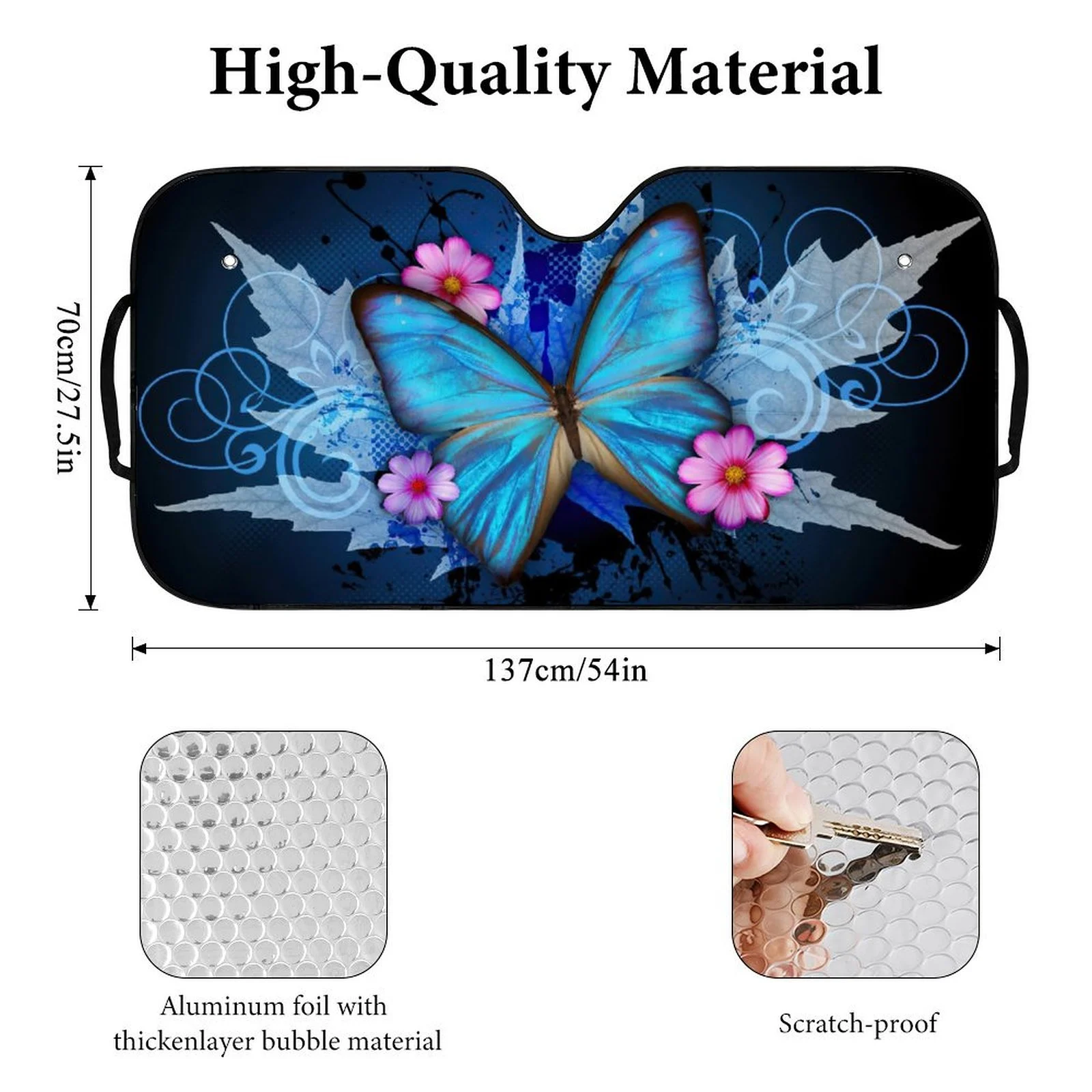 Universal Car Sun Visor, Featuring Digital Printing Of Blue Butterfly Pattern On… — image 7