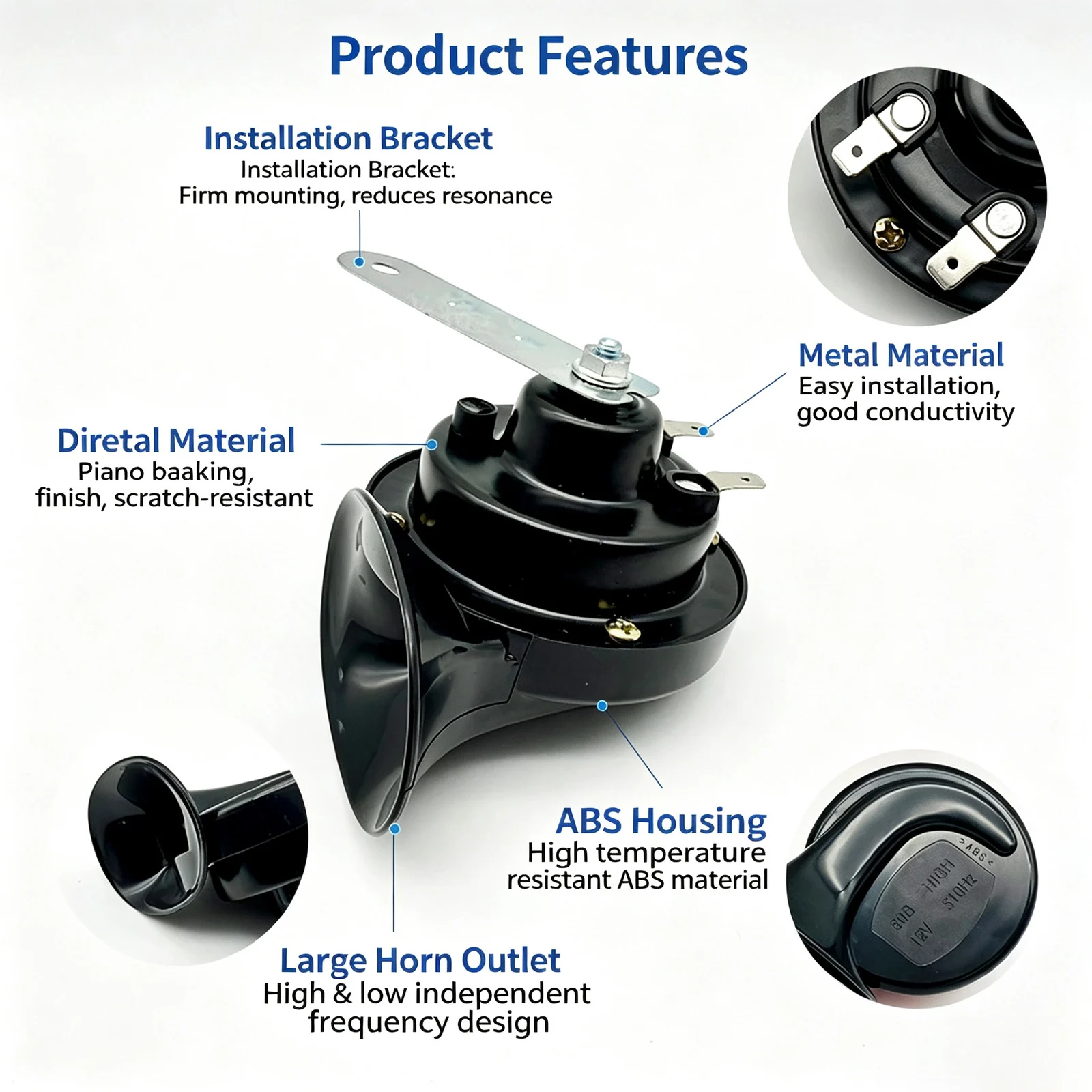 Universal High & Low Tone Snail Horn 12V 24V Waterproof Loud Car Replacement Speaker… — image 3