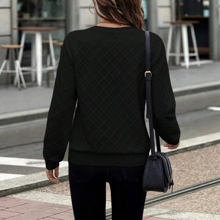 Urban Casual Top, Minimalist Diamond-pattern Zip-up Hoodie — image 2