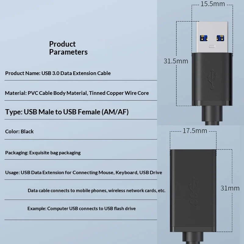 USB 3.0 Male-to-female Data Extension Cable — image 2