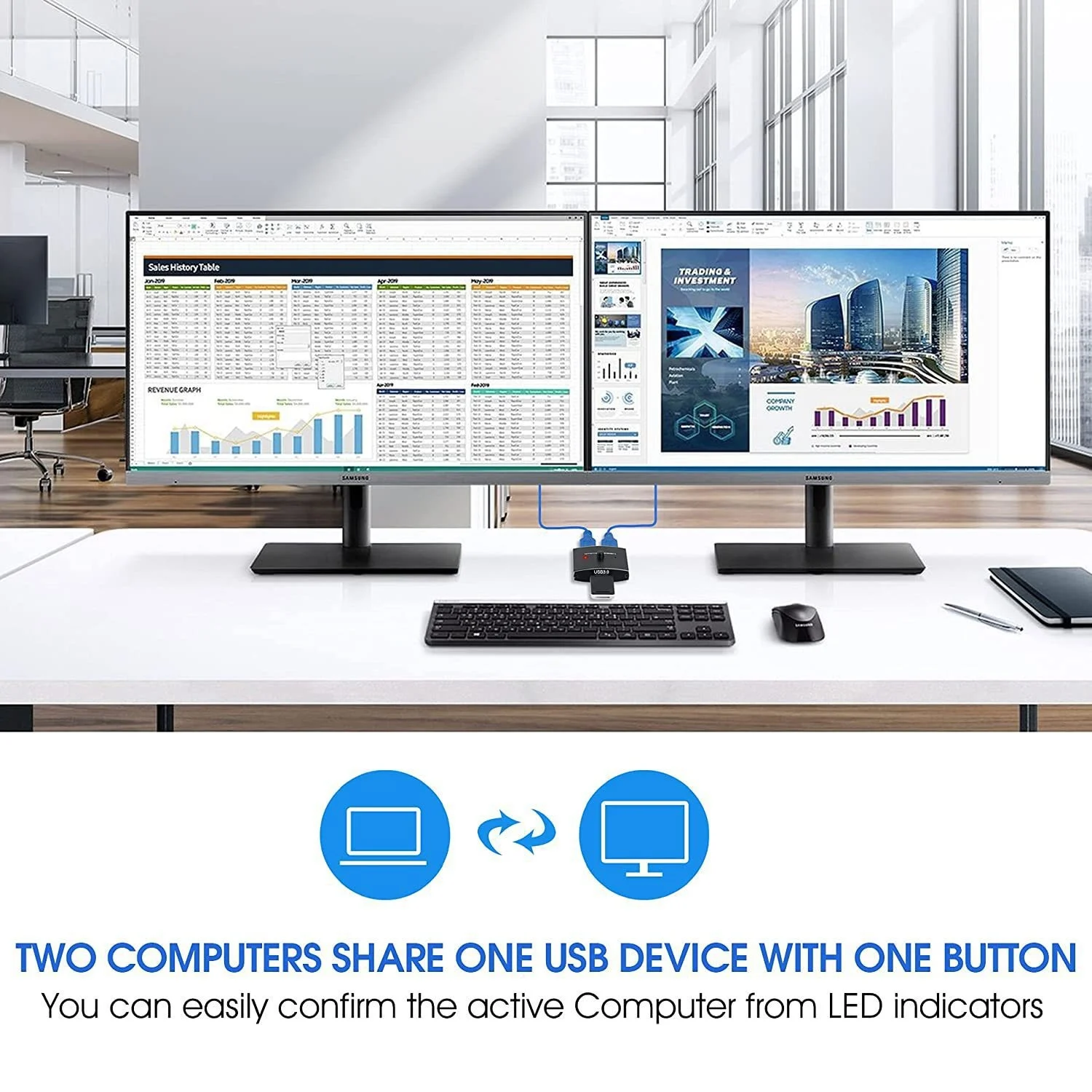 USB 30 Bi-directional Keyboard Sharing Splitter — image 2