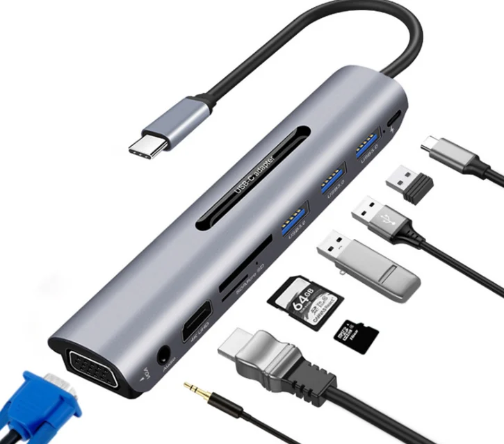 USB C HUB Docking Station 9 In 1type-c HDMI VGA Low Temperature Mobile Computer… — image 1