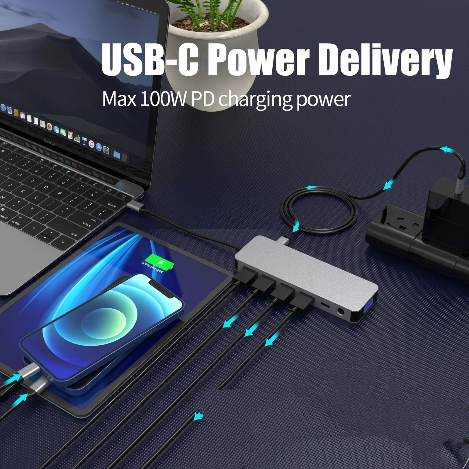 USB C Hub Gigabit Ethernet Port Docking Station — image 3