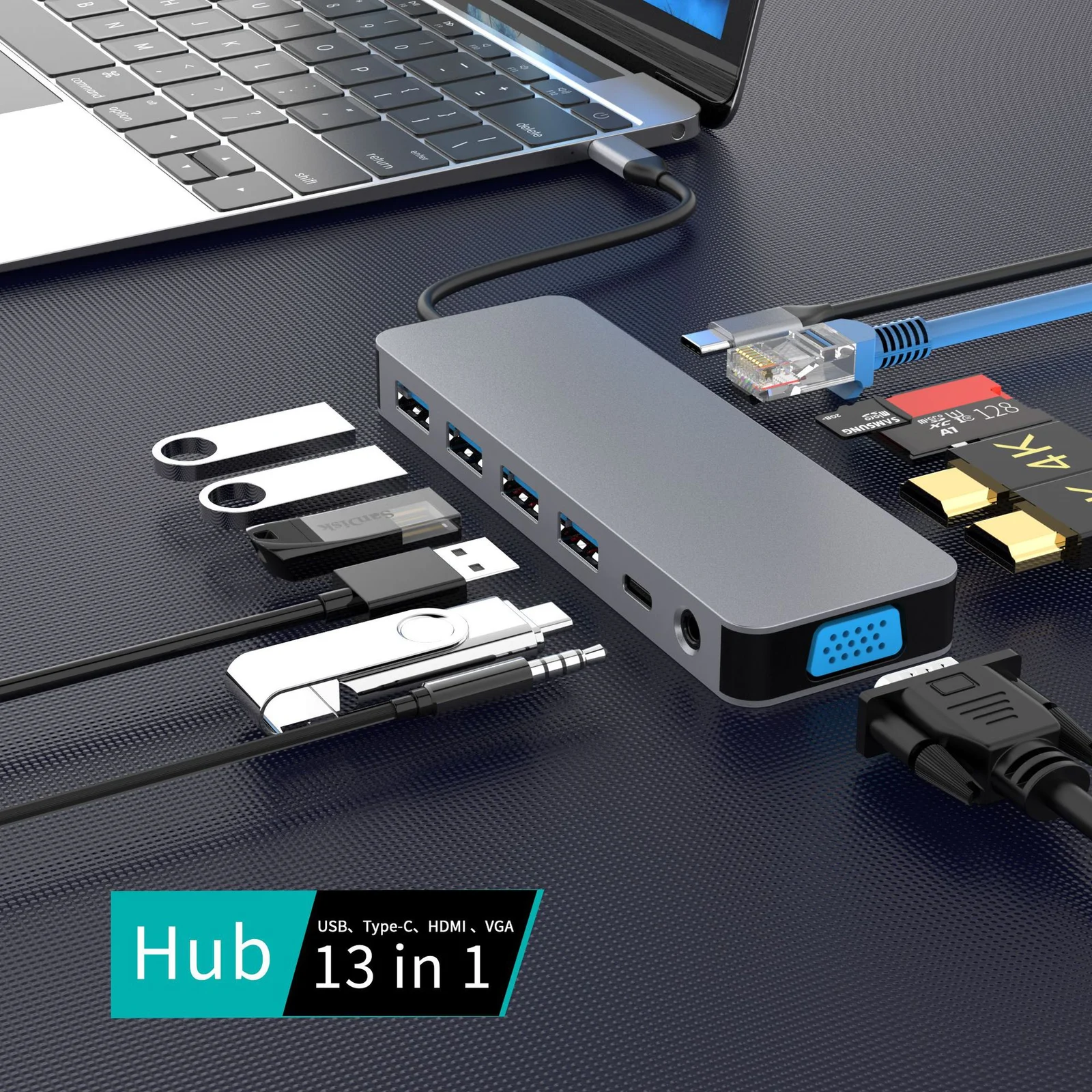 USB C Hub Gigabit Ethernet Port Docking Station — image 1