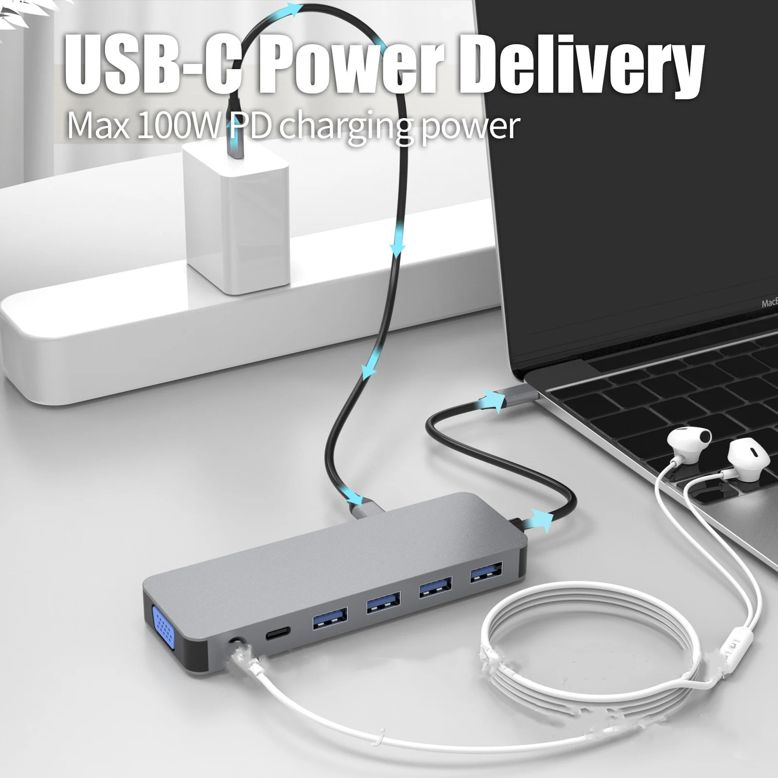 USB C Hub Gigabit Ethernet Port Docking Station — image 5