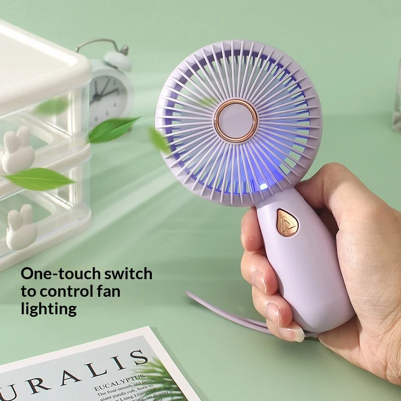 Usb-charged Simple Handheld Portable Mini Fan With LED — image 3