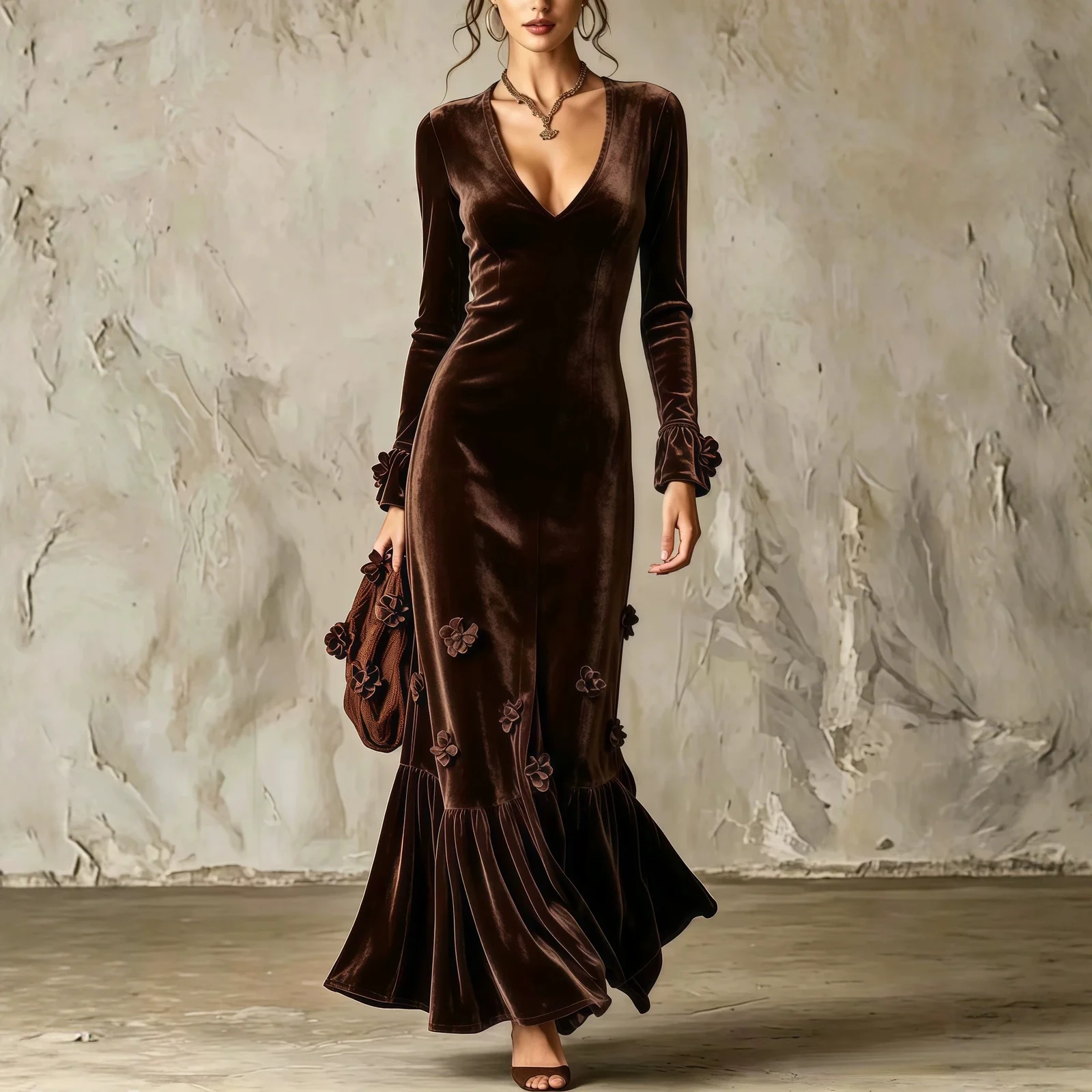 V-neck Sheath Skirt Figure-hugging And Elegant Fishtail Dress — image 2