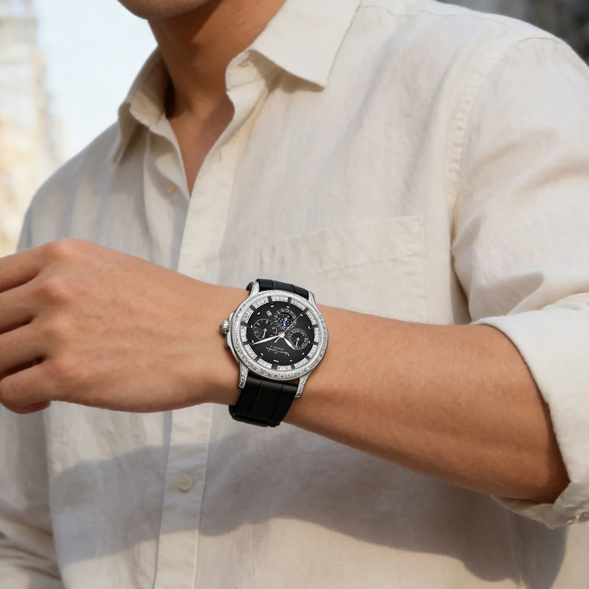 VAN GOGH High Appearance Light Luxury Men's Luminous Blue Mechanical Watch Bohui Series — image 8