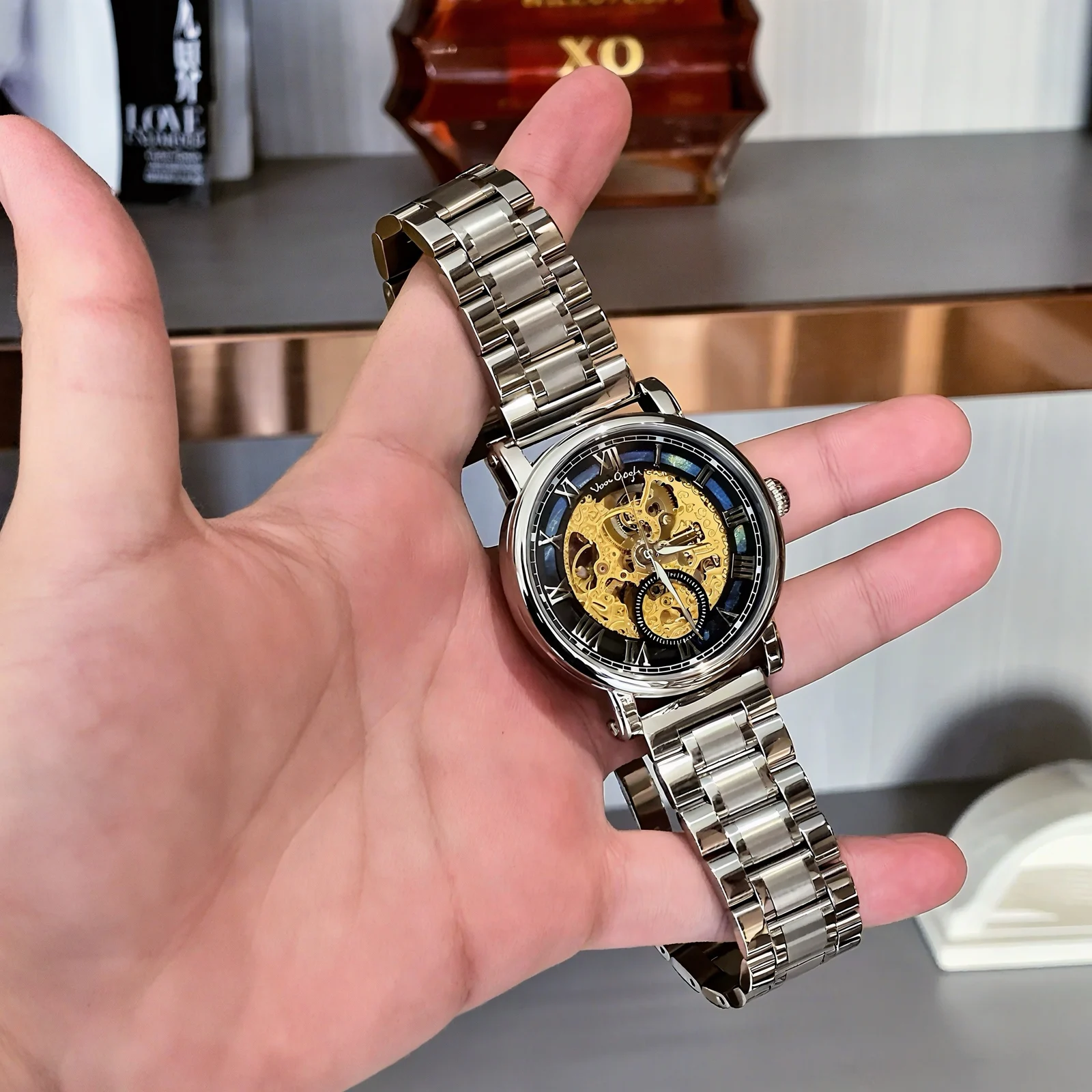 VAN GOGH Starry Night Series Blue Dial Skeleton Mechanical Movement Watch Daily Waterproof — image 3