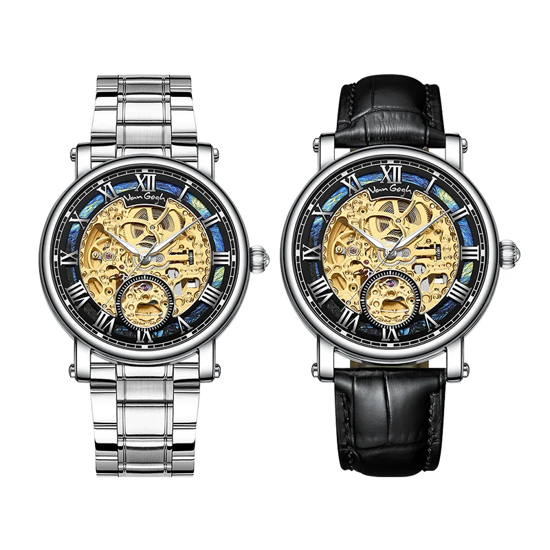 VAN GOGH Starry Night Series Blue Dial Skeleton Mechanical Movement Watch Daily Waterproof — image 7