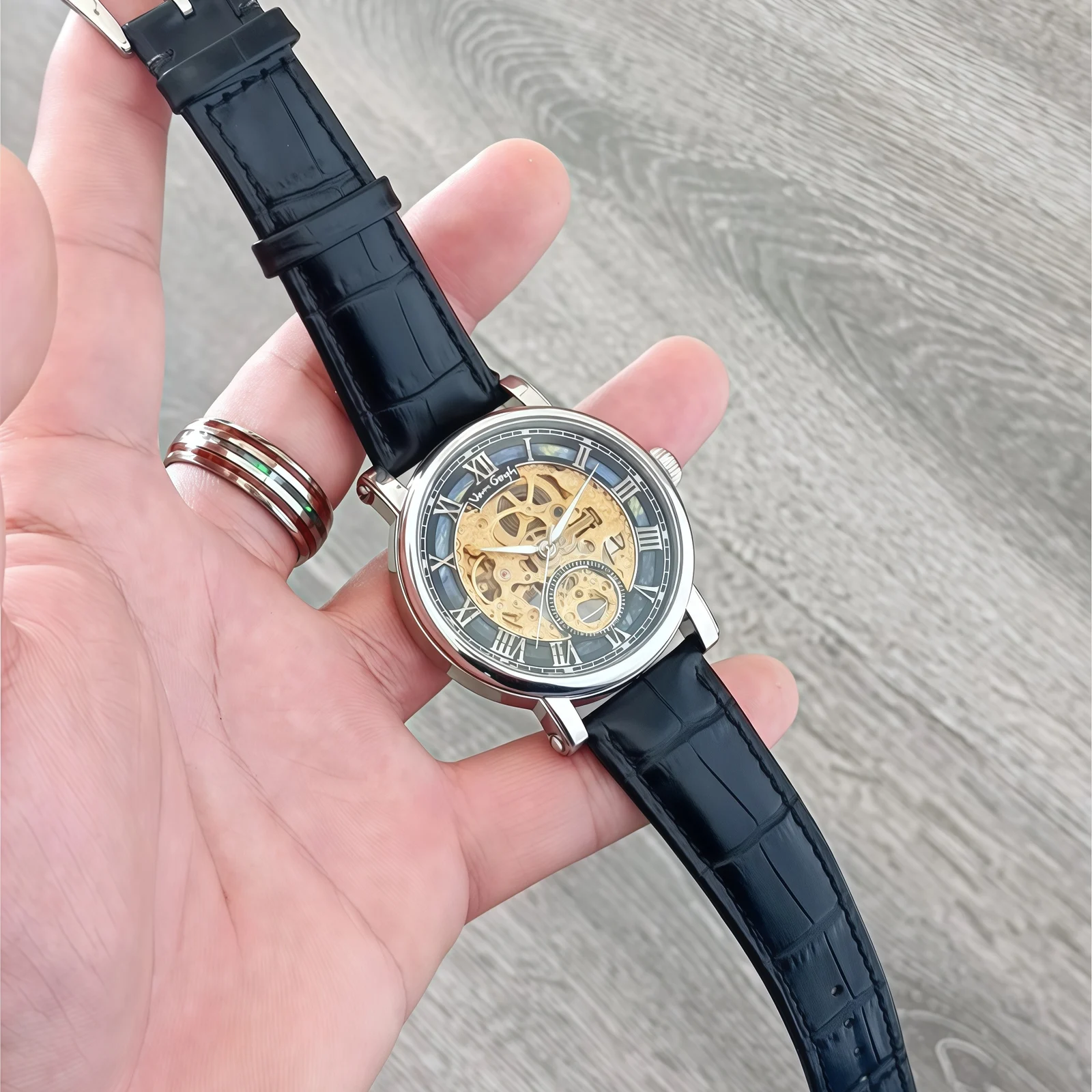 VAN GOGH Starry Night Series Blue Dial Skeleton Mechanical Movement Watch Daily Waterproof — image 4