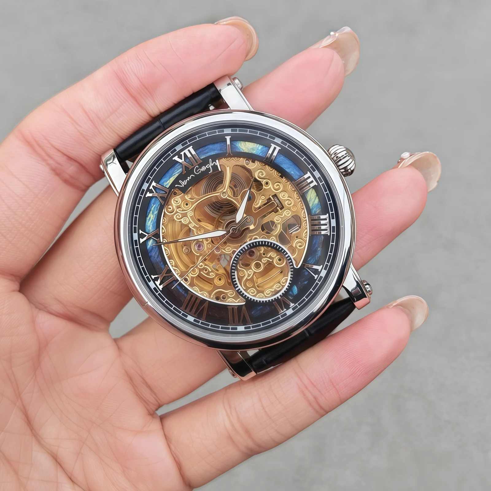 VAN GOGH Starry Night Series Blue Dial Skeleton Mechanical Movement Watch Daily Waterproof — image 6