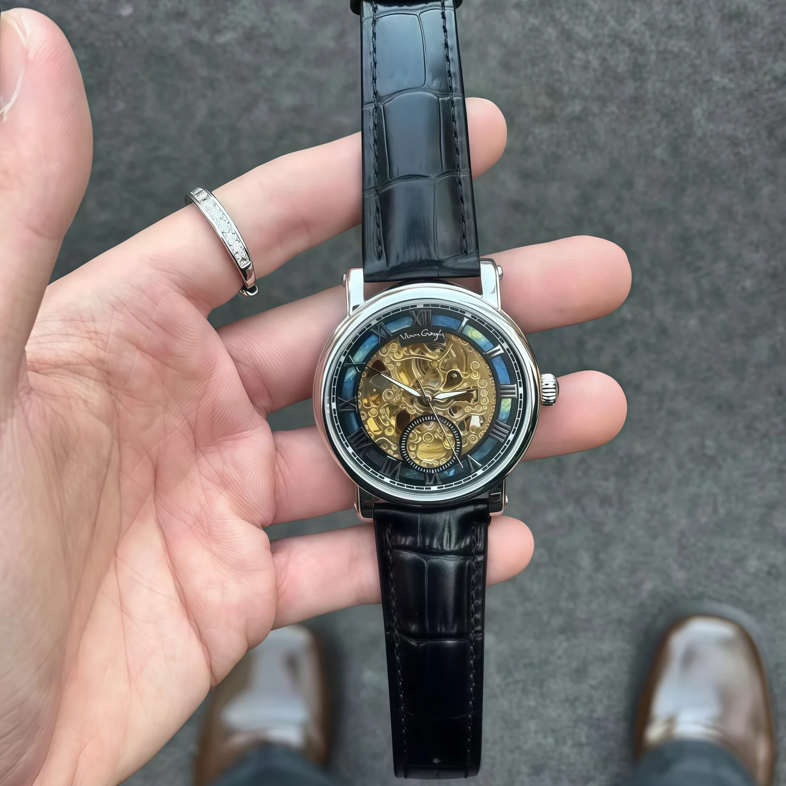 VAN GOGH Starry Night Series Blue Dial Skeleton Mechanical Movement Watch Daily Waterproof — image 2