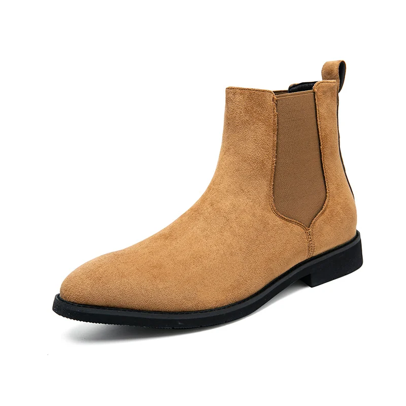 Velvet-lined British-style Pointed-toe Casual Slip-on Work Leather Boots — image 7