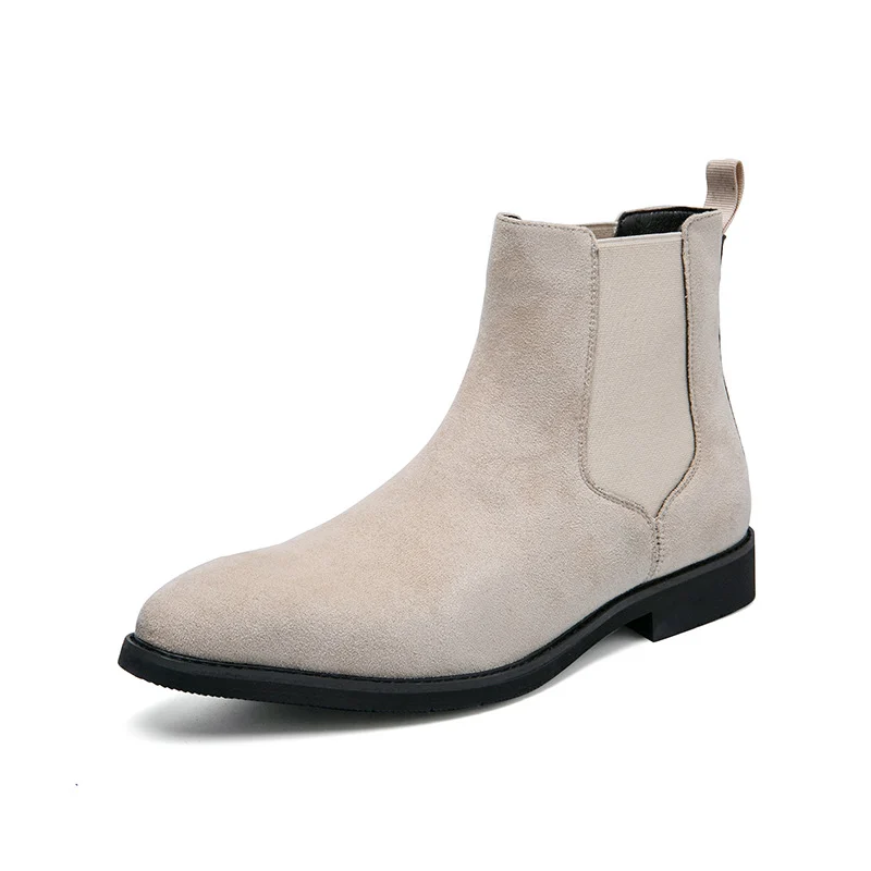 Velvet-lined British-style Pointed-toe Casual Slip-on Work Leather Boots — image 2