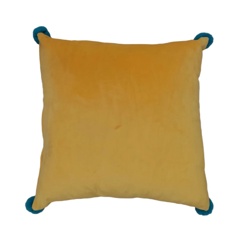 Velvet Throw Pillow With Pom Poms, Color Contrast 4 Corner Cushion For Sofa Home Decor — image 5