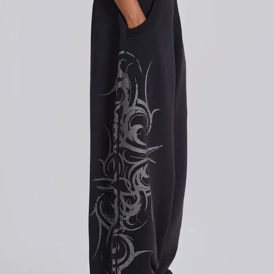 Versatile Casual Wide-leg Pants With A Graphic Print Sporty Long Trousers — image 2