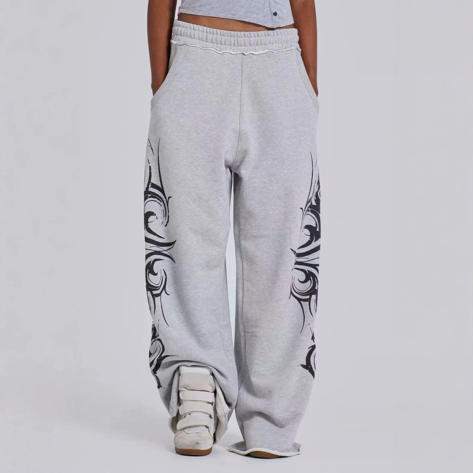 Versatile Casual Wide-leg Pants With A Graphic Print Sporty Long Trousers — image 5