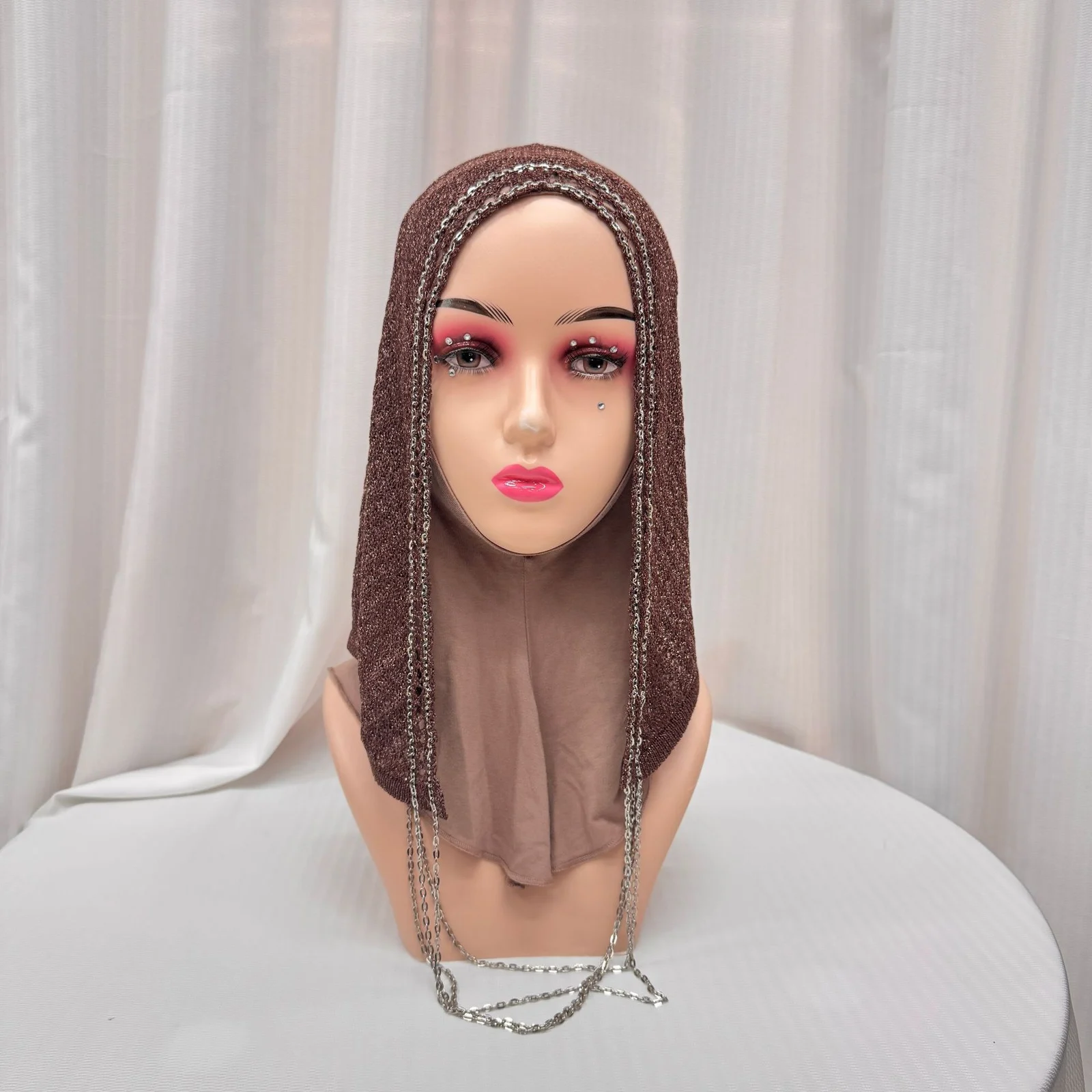 Versatile Fashion Handmade Knitted Hollow Face-slimming Cool Beanie With Bright Silk Yarn — image 6