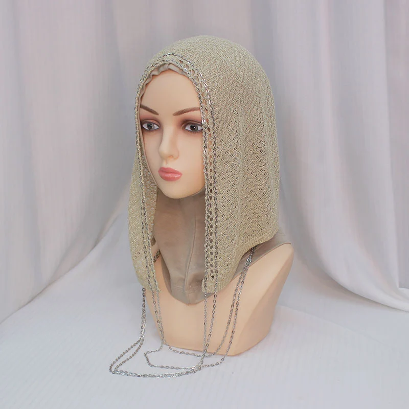 Versatile Fashion Handmade Knitted Hollow Face-slimming Cool Beanie With Bright Silk Yarn — image 2