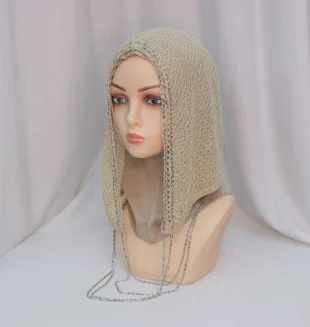Versatile Fashion Handmade Knitted Hollow Face-slimming Cool Beanie With Bright Silk Yarn — image 7