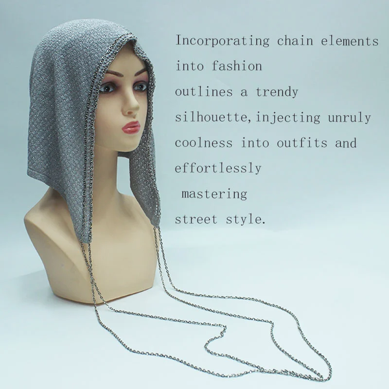 Versatile Fashion Handmade Knitted Hollow Face-slimming Cool Beanie With Bright Silk Yarn — image 4